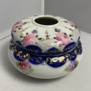 Antique Porcelain Hair Receiver Pin Holder Dresser‎ or Vanity Jar